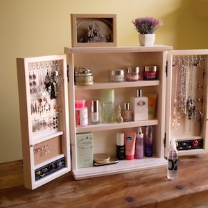 Armoire à bijoux / cosmétiques. Armoire de bureau. Rangement de salle de bain BLANC ivoire. Armoire. organisateur de maquillage. image 1