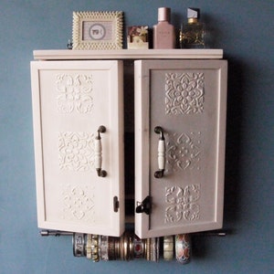 Jewelry cabinet/ jewelry storage/wall mounted earring organizer/Armoire/Jewelry display/BEIGE earrings storage/jewelry case/wooden display