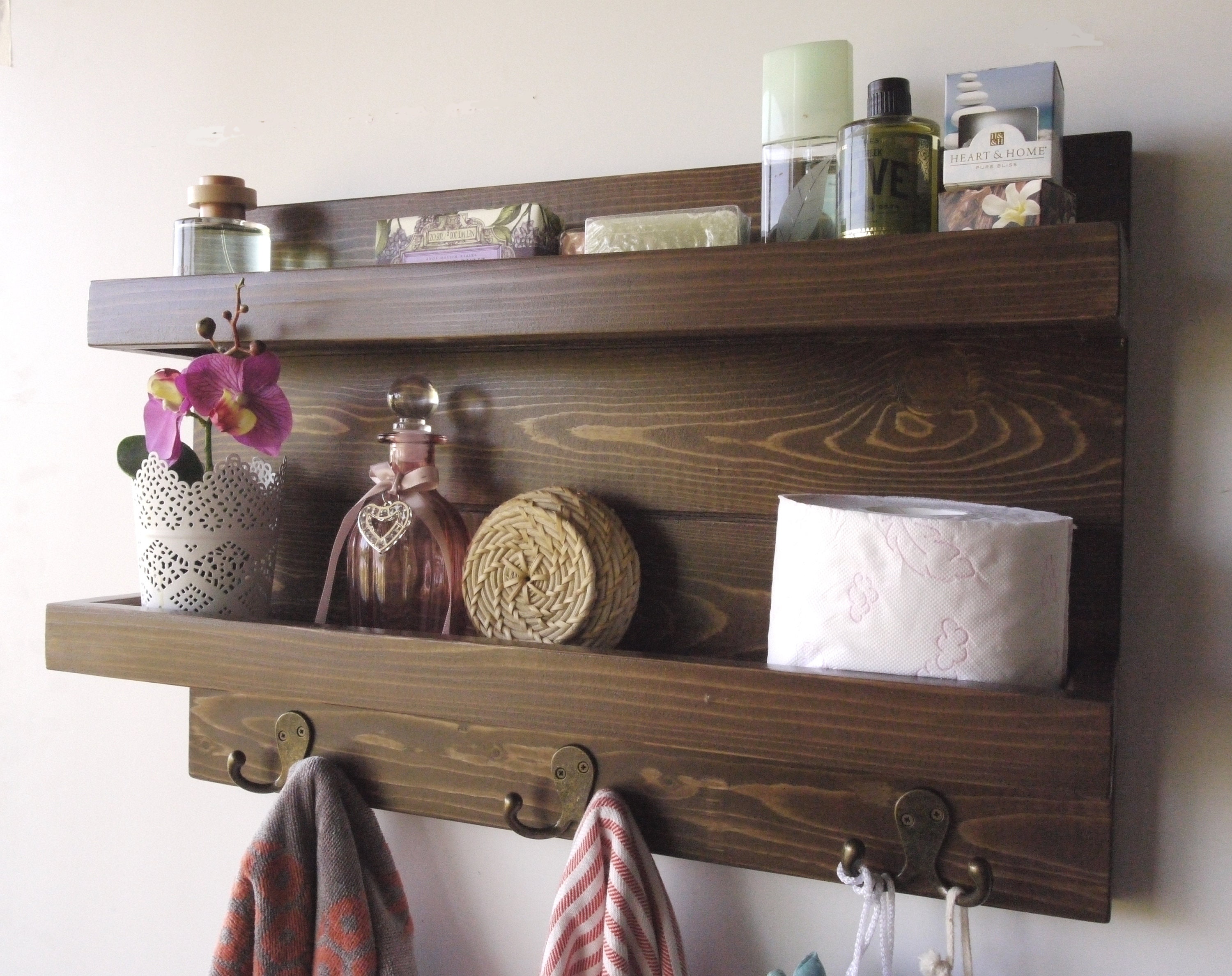 Almacenamiento de baño / estantes de baño rústico / estante de | Etsy