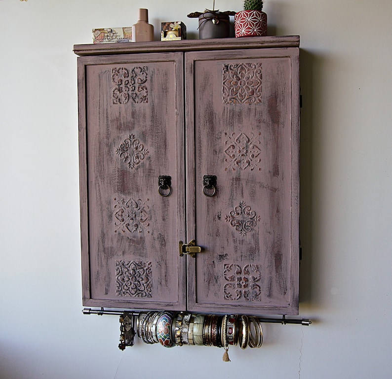 Jewelry ARMOIRE/ Distressed Jewelry Organizer/ Wooden Etsy