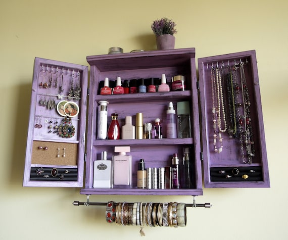 Jewelry Cabinet. Jewelry Organizer. Make up Box.armoire. Wall Mount  Cosmetics Organizer.jewelry Case. 