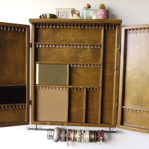 Jewelry cabinet/ Wooden rack/Wall mounted earrings storage /TEAK stain jewelry storage /Wooden earrings storage /Armoire/ Large cabinet