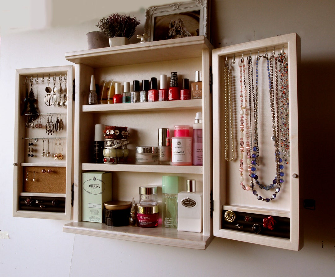Jewelry Cabinet. Jewelry Organizer. Make up Box.armoire. Wall Mount Cosmetics Organizer.jewelry Case. Etsy