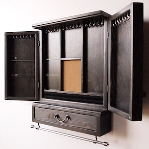 Vitrina para joyas. Exhibidor de pendientes con cajón/estante/armario/almacenamiento de joyas/almacenamiento de pendientes de madera para pared. Cajón para joyas.