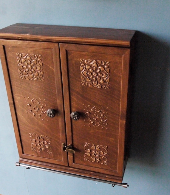 Jewelry cabinet. Jewelry organizer. Make up box.Armoire. wall mount cosmetics organizer.Jewelry case. Cosmetics display. Nail polish cabinet