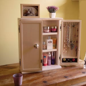 Armoire à bijoux / cosmétiques. Armoire de bureau. Rangement de salle de bain BLANC ivoire. Armoire. organisateur de maquillage. image 2