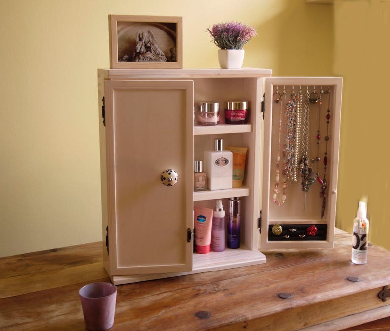 Armoire à bijoux / cosmétiques. Armoire de bureau. Rangement de salle de bain BLANC ivoire. Armoire. organisateur de maquillage. image 2