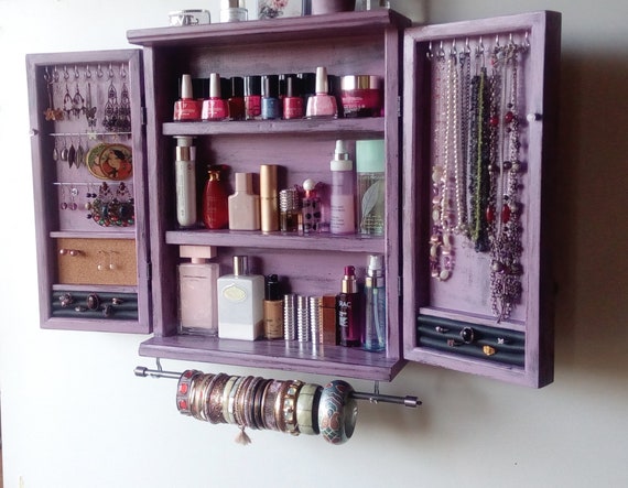 Schmuckschrank. Schmuck Organizer. Schminkkasten.Schrank. Wandhalterung Kosmetik veranstalter.Schmucktasche. Kosmetik-display. Nagellackschrank