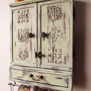Jewelry cabinet/earrings display with drawer /shelf/ Armoire/ jewelry storage/Wooden wall mounted earrings storage. Jewelry drawer