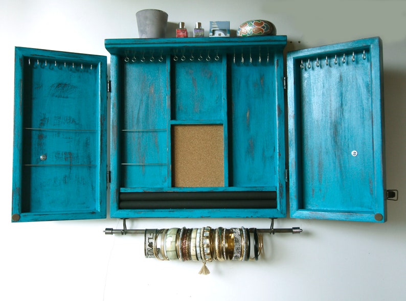 Jewelry Turquoise Distressed Jewelry Case. Earring Etsy