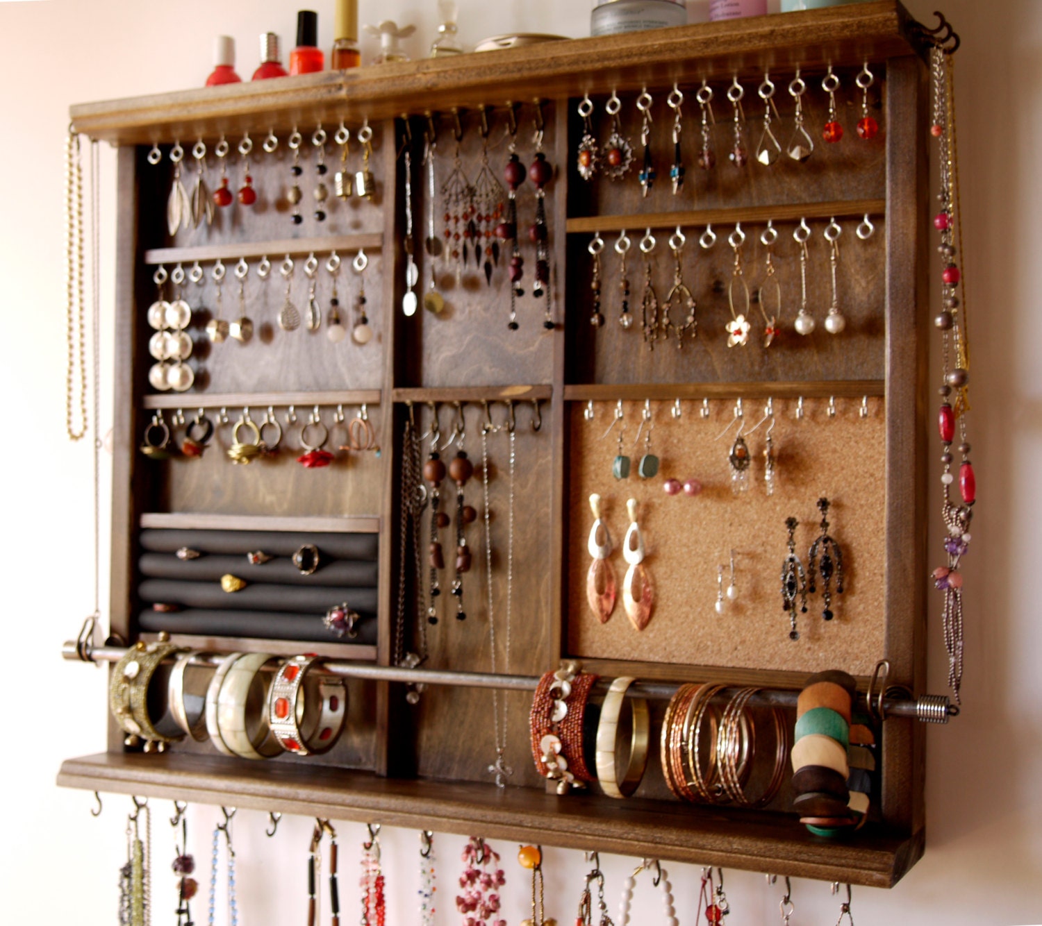 Large Earrings Display Shelf. Jewelry Storage. Wall Mounted Earring Jewelry  Organizer. Earrings Storage 