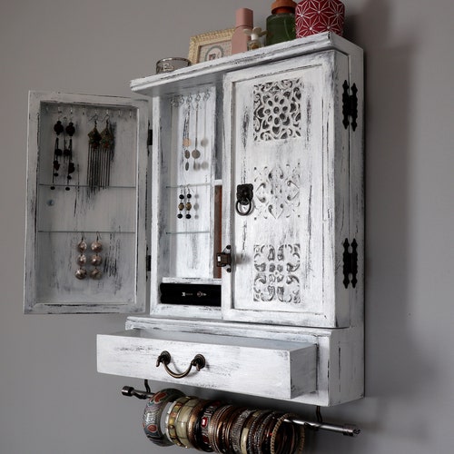 Jewelry Holder With Drawer /shelf/ Armoire/ Etsy