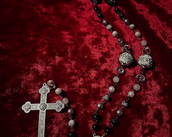 Bold Elegant Hancrafted Gothic Rosary Necklace