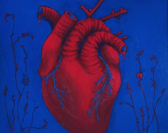 Anatomiczny gotycki surrealistyczny plakat artystyczny „Kruche serce”