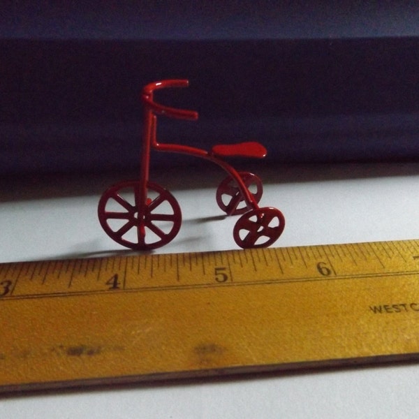 Miniatures Metal Red Mini Tricycle fairy garden miniatures dollhouse