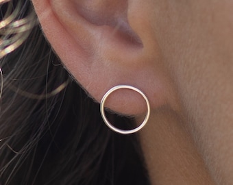Recycled Silver New Moon Circle Earstuds
