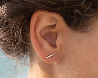 Fine Silver Bar Ear Studs