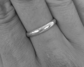 Half Round Chunky Unisex Silberring, Recycled Silver Ring Men, Minimal Ring for Him, Gender Neutral Statement Ring, Sustainable Silver