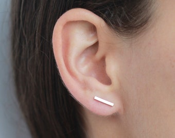 Line Bar Ear Studs Recycled Sterling Silver