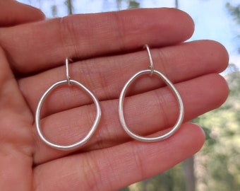 Dangling Organic Shaped Silver Earrings