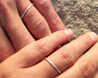 Hammered Eco Silver Wedding Ring