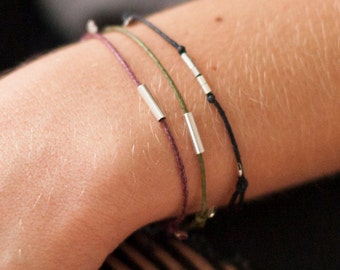 Eco Silver Tube Cotton Bracelet