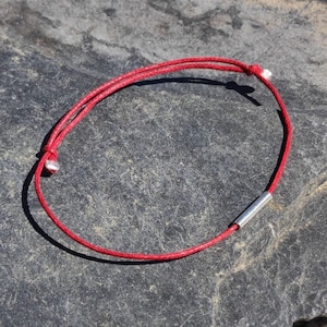 Eco Silver Tube Friendship Bracelet Red