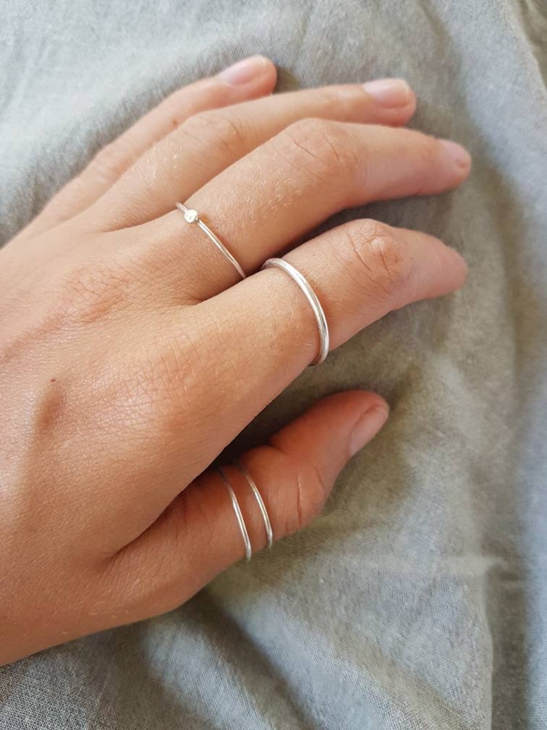 Eco Silver Drop Ring, Recycled Silver Stacking Ring, Minimalist Silver Ring, Sustainable Jewellery, Fair Silver Ring, Fine Silver Ring, image 7