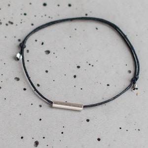 Eco Silver Tube Friendship Bracelet Black