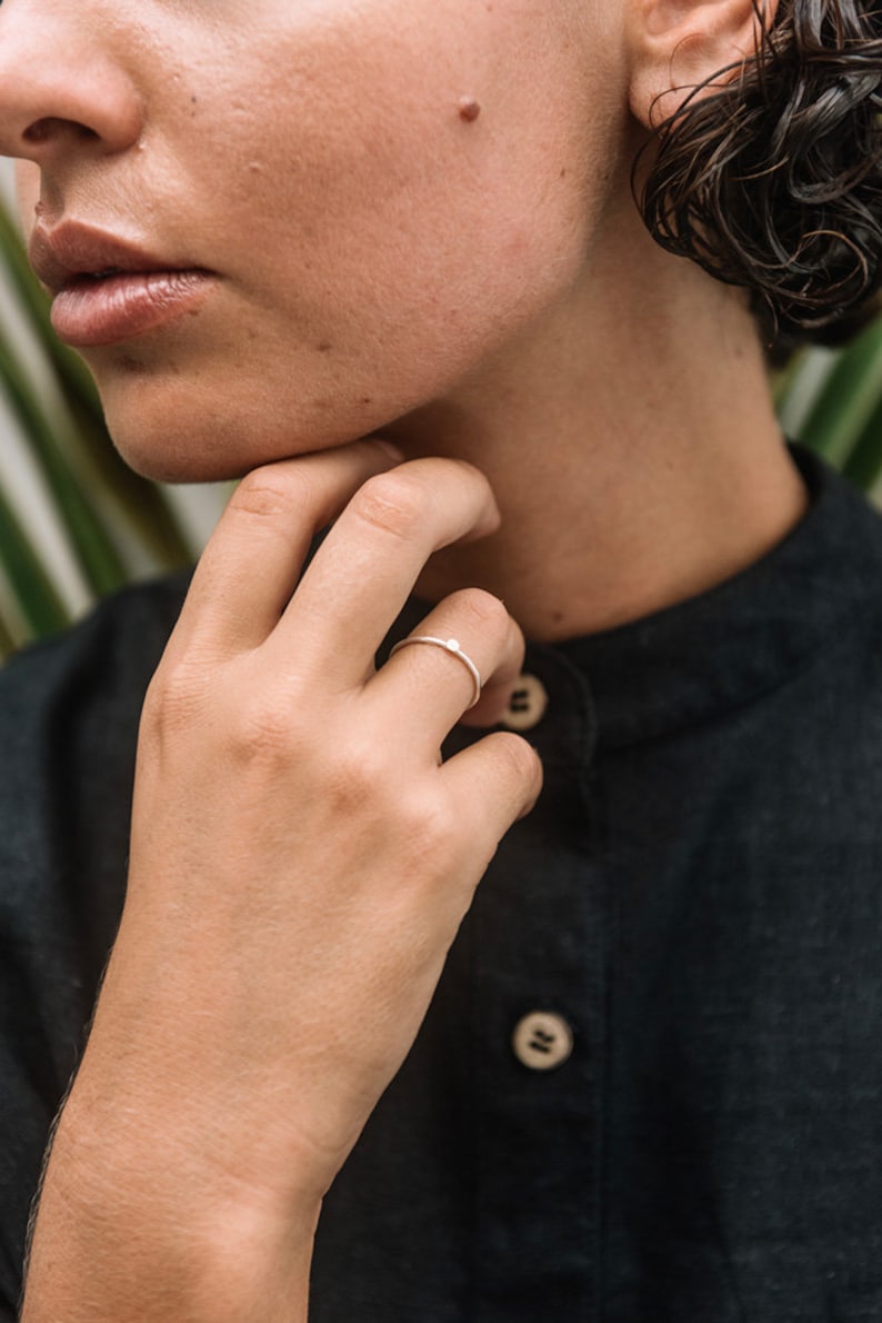 Eco Silver Drop Ring, Recycled Silver Stacking Ring, Minimalist Silver Ring, Sustainable Jewellery, Fair Silver Ring, Fine Silver Ring, image 4