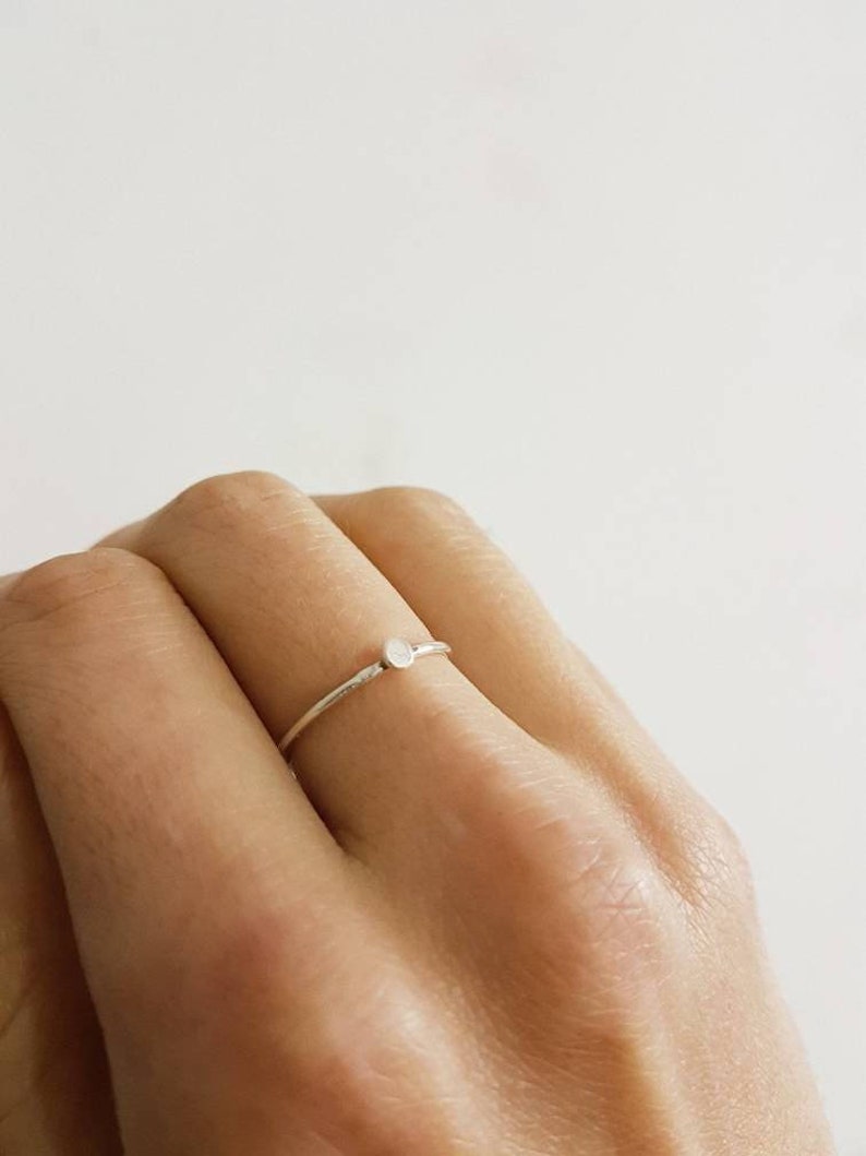 Eco Silver Drop Ring, Recycled Silver Stacking Ring, Minimalist Silver Ring, Sustainable Jewellery, Fair Silver Ring, Fine Silver Ring, image 1