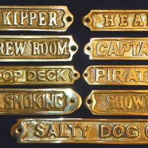 Solid Brass Door Wall Plaque Signs ~ Nautical Decor ~ (Brass Screws Included)