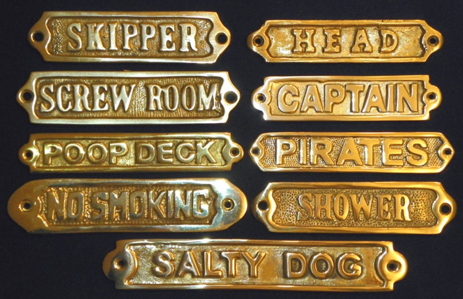 Solid Brass Door Wall Plaque Signs Nautical Decor brass Screws Included -   Canada