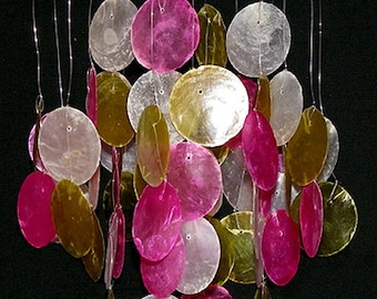 Mini Capiz Seashell Wind Chimes 6&quot;X9&quot; With 1-1/2&quot; Shell Discs  ~ (Select Each Chime)