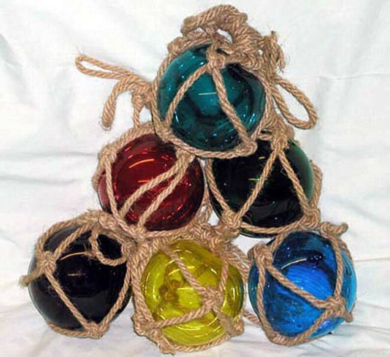 Fish Net Buoys Glass Ball 5 FloatsNautical Beach Etsy