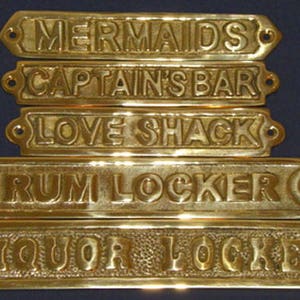 Solid Polished Brass Wall Door Plaque Signs Nautical Maritime Decor ~ Free Shipping ~