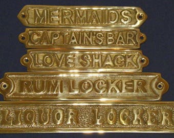 Solid Polished Brass Wall Door Plaque Signs Nautical Maritime Decor ~ Free Shipping ~
