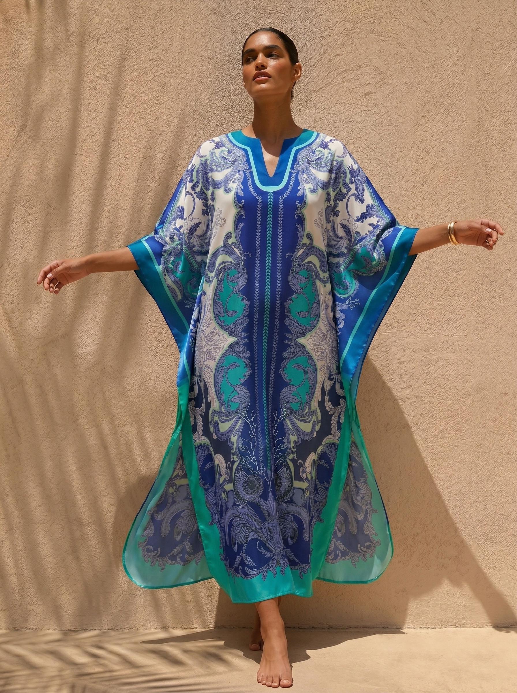 silk kaftan dress uk Silk Kaftan Beach Dress