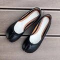 Tabi Ballerina Flats,Black Ballet Flats,Vintage Handmade Shoes Women,Tabis Mary Janes,Size 12