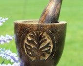 Wooden Tree of Life Mortar Pestle, Herbs, Apothecary, Kitchen, Large