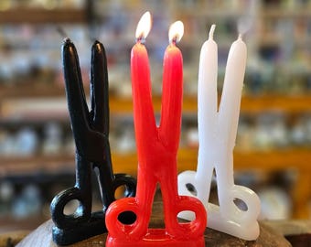 Scissor Candle, Cord cutting, magic, spells, ritual, altar