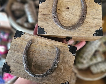 Horseshoe Good Luck Intention Wood Box