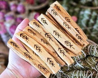 TWO Palo Santo Rune Smudge Sticks, Cleansing, Ceremony, Ritual, Gods, Goddess, Energy, Protection, Home