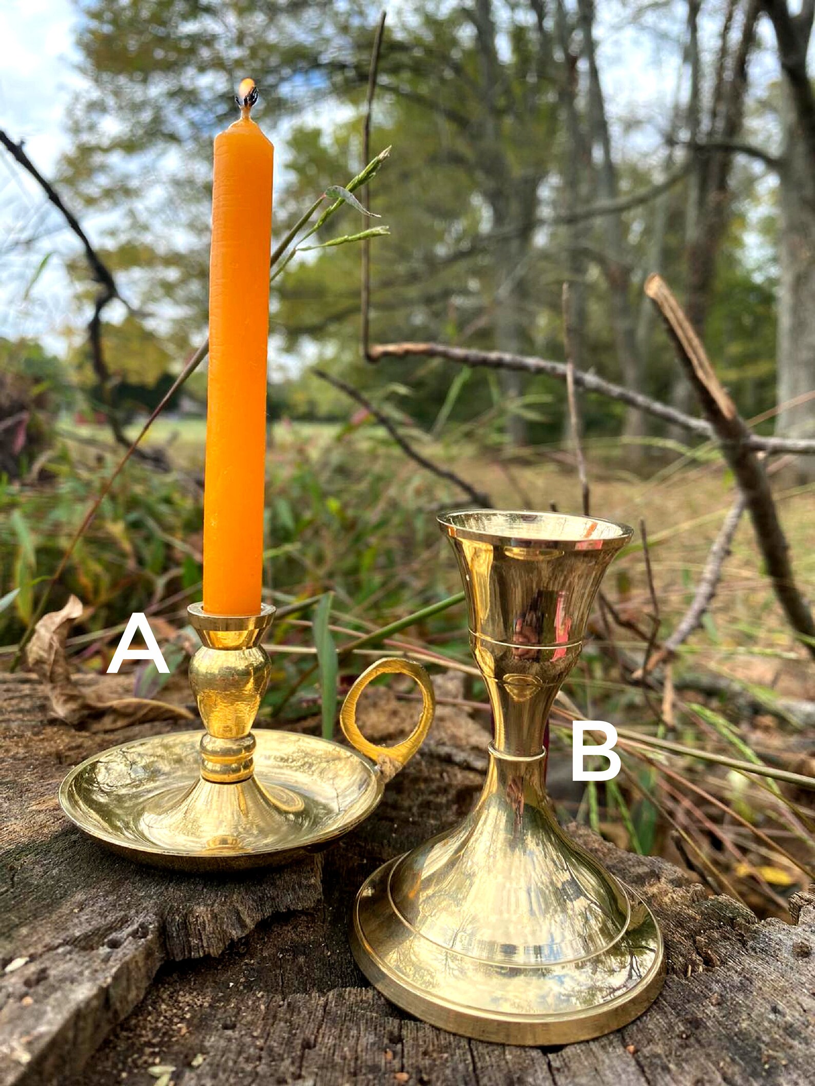 Brass Candle Holder one Ritual Candle Holder Chamberstick Etsy