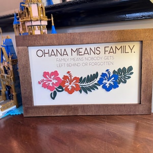 Ohana Means Family Plaque Hawaiian Decor