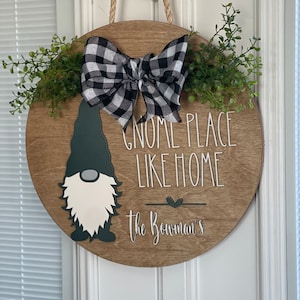 Gnome Place Like Home Door Sign
