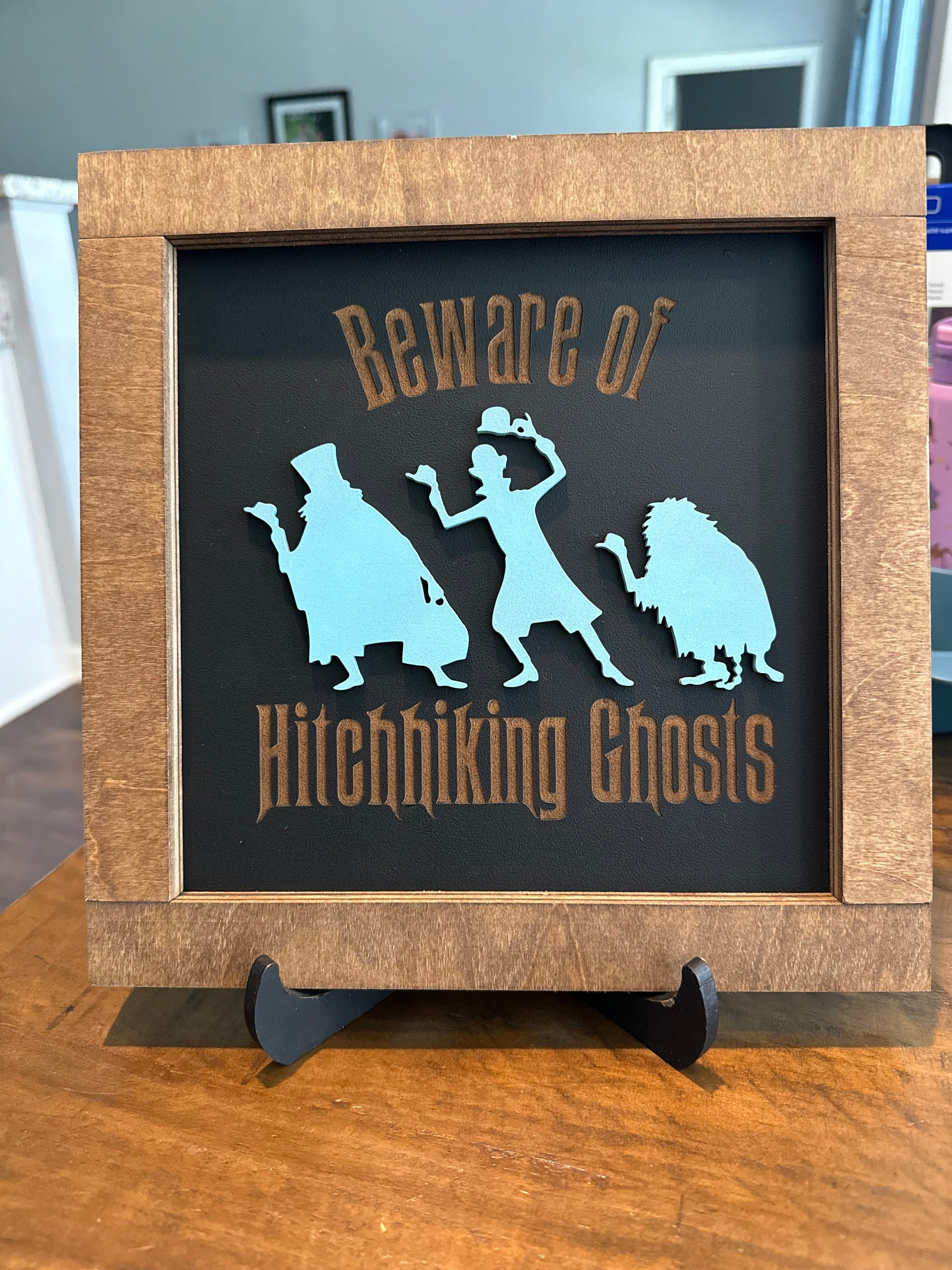 Haunted mansion hitchhiking Ghosts Halloween home decor sign