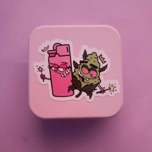 Roze cartoonopbergdoos: roestvrijstalen kruiden- en snuisterijopslag