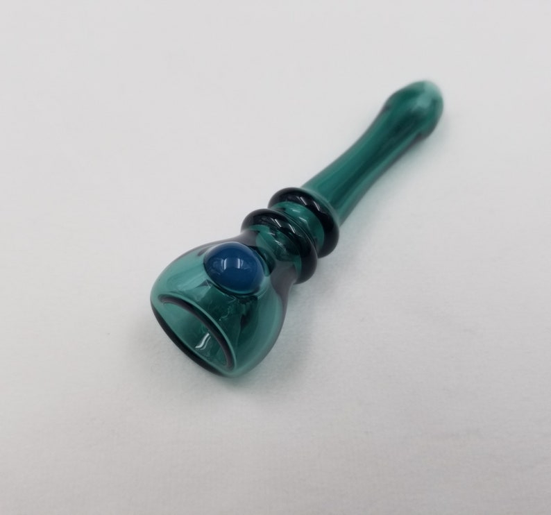 Glass Chillum Pipetranslucent Teal With a Dark Teal Dot. Etsy