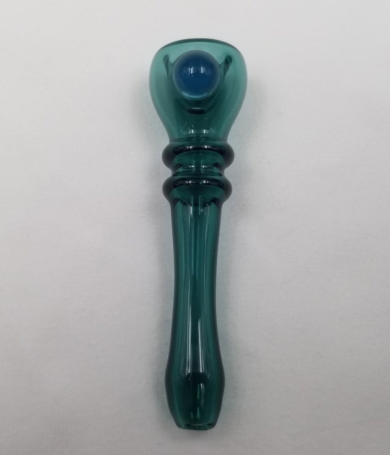 Glass Chillum Pipetranslucent Teal With a Dark Teal Dot. Etsy